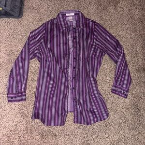 Y2K Purple Pink and Blue striped button-up shirt